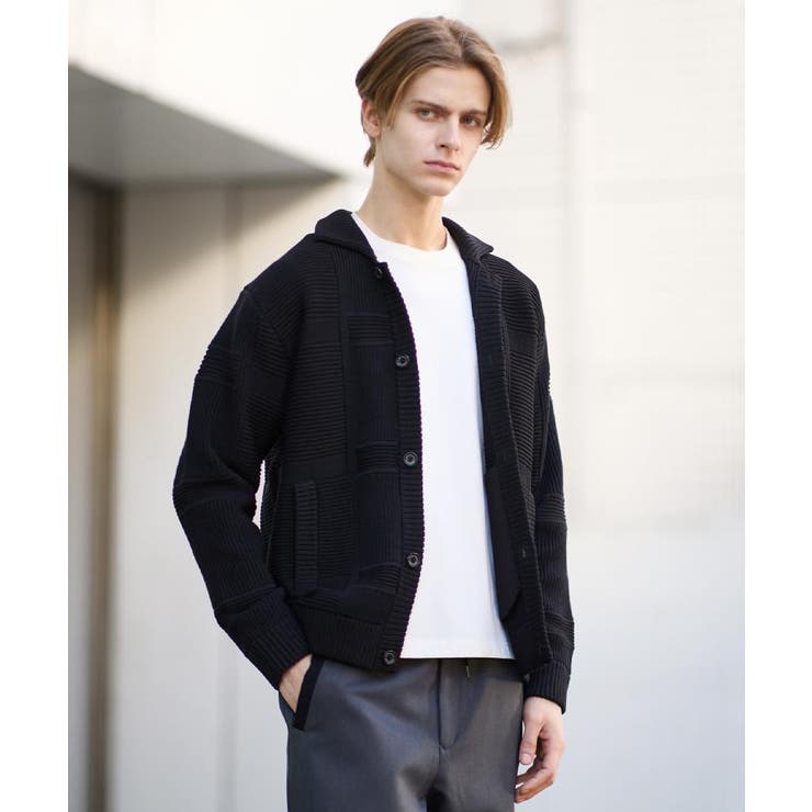 畦編みチェック ニットカーディガン | TAKEO KIKUCHI | 詳細画像1 