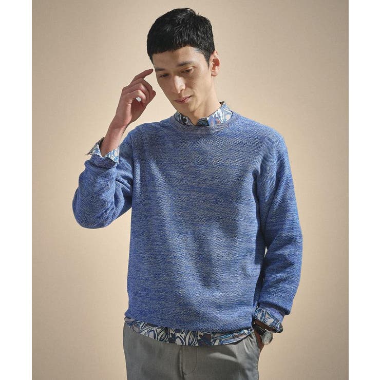 ブルー(092) | カラーメランジ プルオーバーニット | TAKEO KIKUCHI