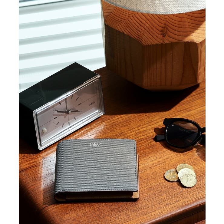 ダークグレー(513) | 【ソフト＆ナチュラル】ミニメッシュ レザー 2つ折り財布 | TAKEO KIKUCHI
