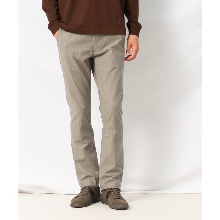 タバコブラウン(054) | 【Made in JAPAN】播州織 ヘリンボン ストレート パンツ | TAKEO KIKUCHI