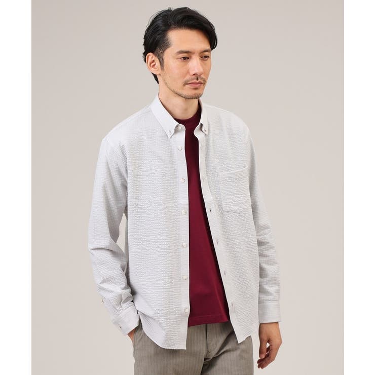 グレー(012) | 【抗菌防臭/シーズンレス】シアサッカー ジャージシャツ | TAKEO KIKUCHI