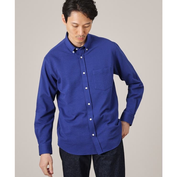 ブルー(091) | 【抗菌防臭/シーズンレス】シアサッカー ジャージシャツ | TAKEO KIKUCHI