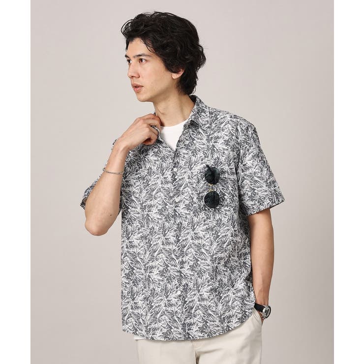 グレー・ボタニカル柄(412) | 【無地・チェック・ボタニカル柄】リップル シャツ | TAKEO KIKUCHI