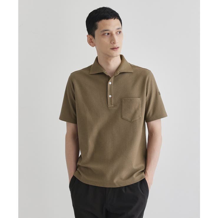 モカブラウン(042) | 【尾州織】メランジメッシュ ポロシャツ | TAKEO KIKUCHI