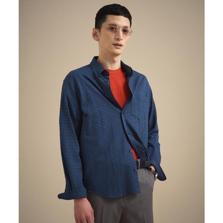 ブルー(293) | 【抗菌防臭】サッカーギンガムチェック ボタンダウンシャツ | TAKEO KIKUCHI