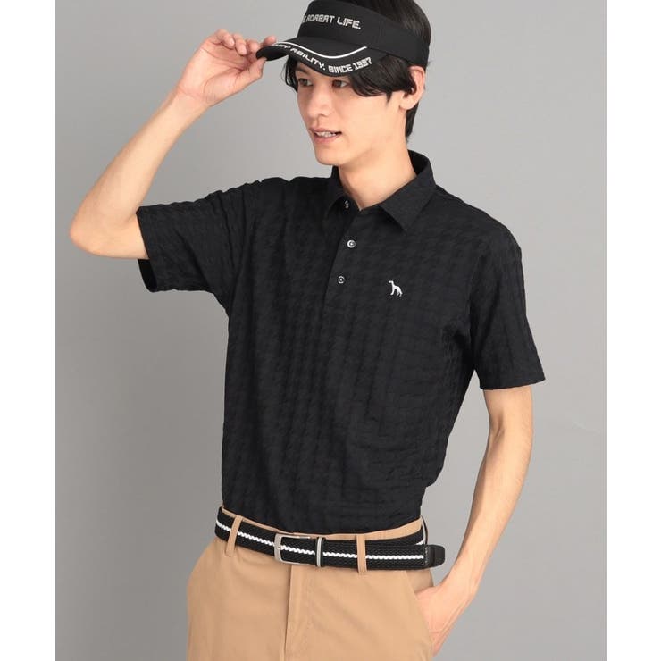 ブラック(019) | 千鳥デザイン 半袖ポロシャツ | adabatmen