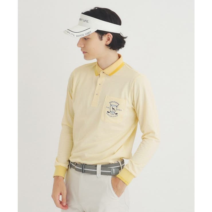 美品✨Mサイズ/adabat 長袖ポロシャツ【UVカット／吸水速乾/遮熱効果】 セール】 【遮熱効果／UVカット／吸水速乾】衿裏デザイン 半袖