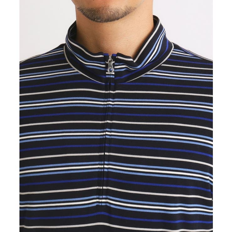 【吸湿発熱】ボーダーデザイン 長袖ハーフジッププルオーバー | adabatmen | 詳細画像14 