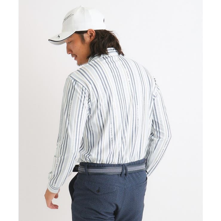 JAZZモチーフ ストライプデザイン 長袖ポロシャツ | adabatmen | 詳細画像1 