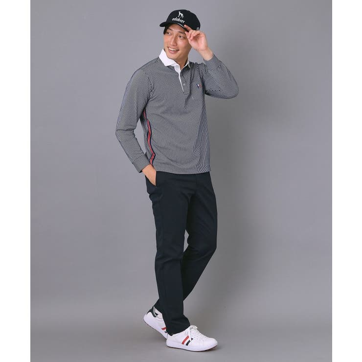 吸水速乾 サッカーストライプ長袖ポロシャツ | adabatmen | 詳細画像6 