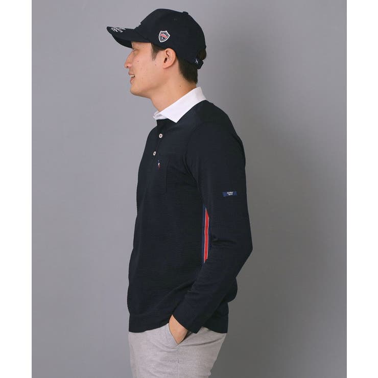 吸水速乾 サッカーストライプ長袖ポロシャツ | adabatmen | 詳細画像10 