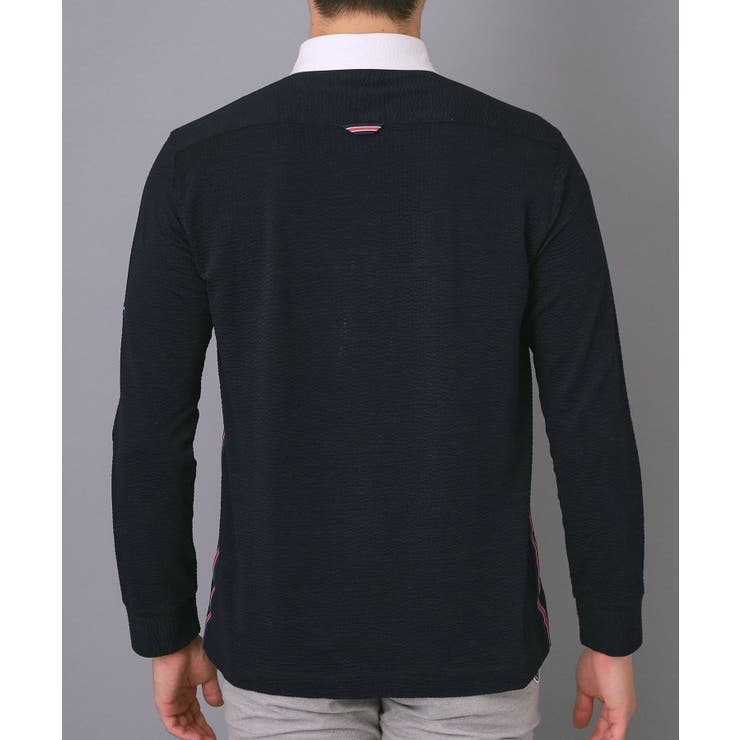 吸水速乾 サッカーストライプ長袖ポロシャツ | adabatmen | 詳細画像16 