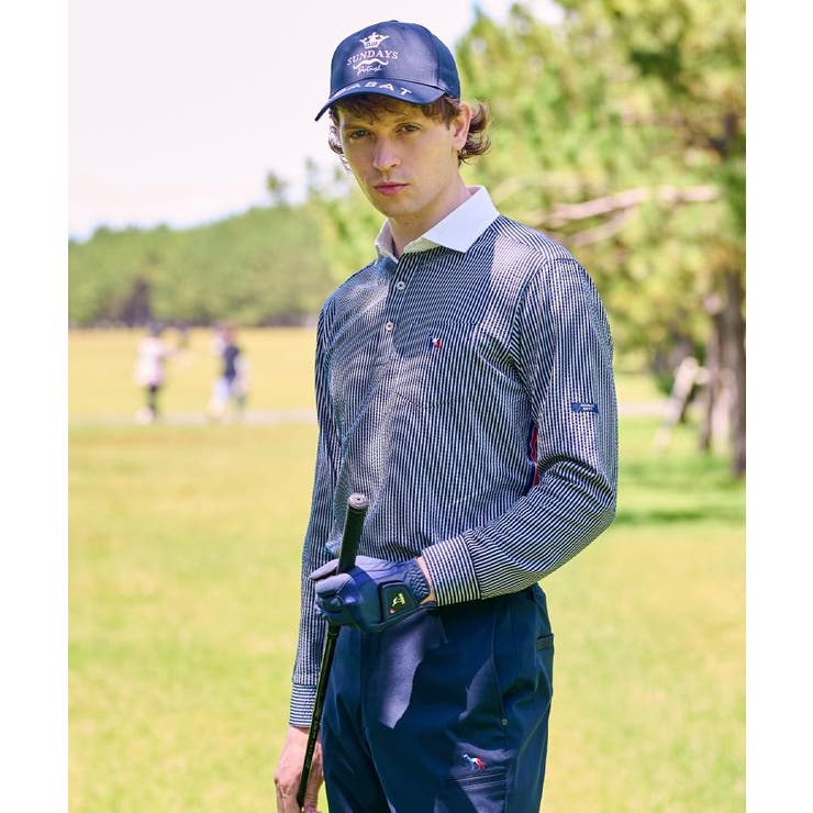 吸水速乾 サッカーストライプ長袖ポロシャツ | adabatmen | 詳細画像1 