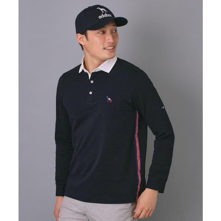 吸水速乾 サッカーストライプ長袖ポロシャツ | adabatmen | 詳細画像9 