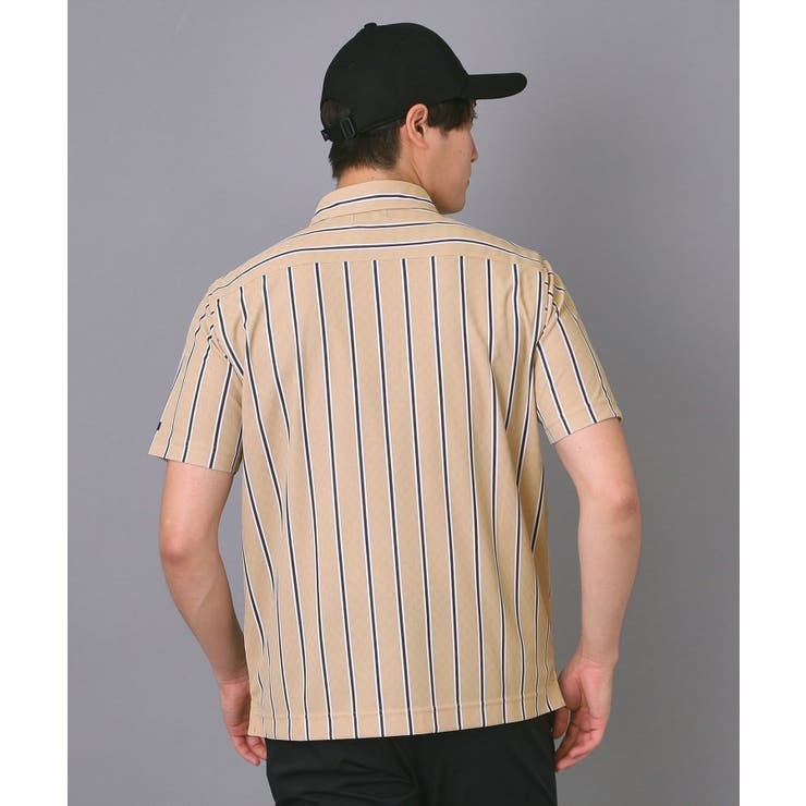 吸水速乾 UVカット ワインシャンブレーストライプポロシャツ | adabatmen | 詳細画像1 