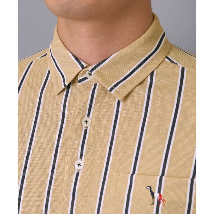 吸水速乾 UVカット ワインシャンブレーストライプポロシャツ | adabatmen | 詳細画像19 