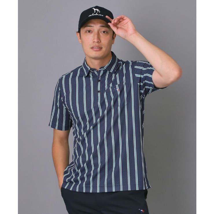 吸水速乾 UVカット ワインシャンブレーストライプポロシャツ | adabatmen | 詳細画像8 