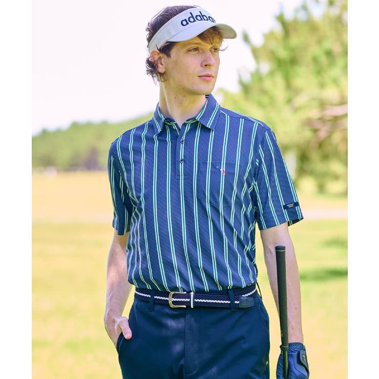 吸水速乾 UVカット ワインシャンブレーストライプポロシャツ | adabatmen | 詳細画像14 