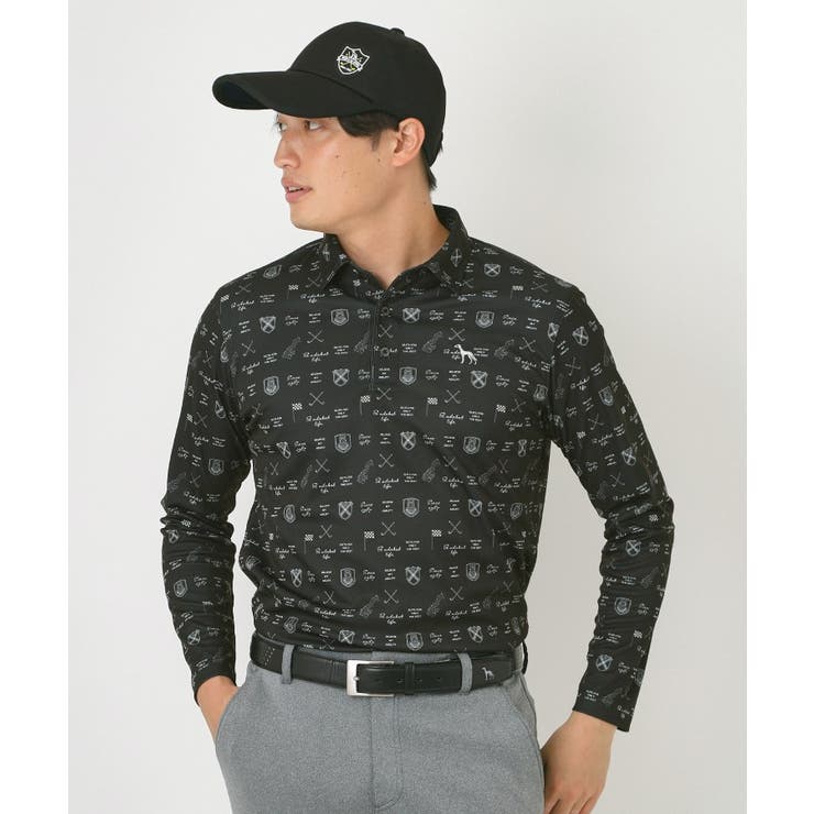 ブラック(119) | クラブプリント長袖ポロシャツ | adabatmen