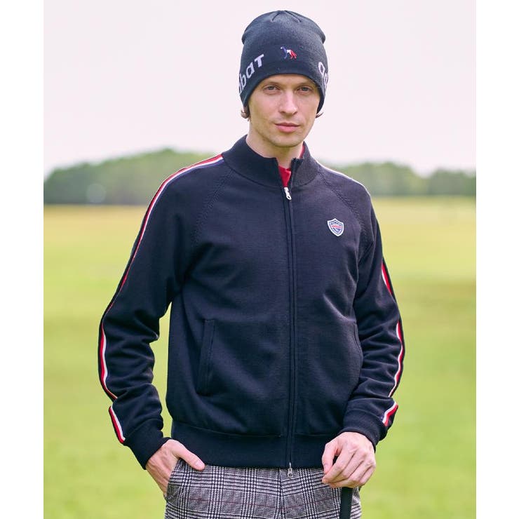 【新レーベル ADABAT NAVY】スリーブラインニットブルゾン | adabatmen | 詳細画像1 