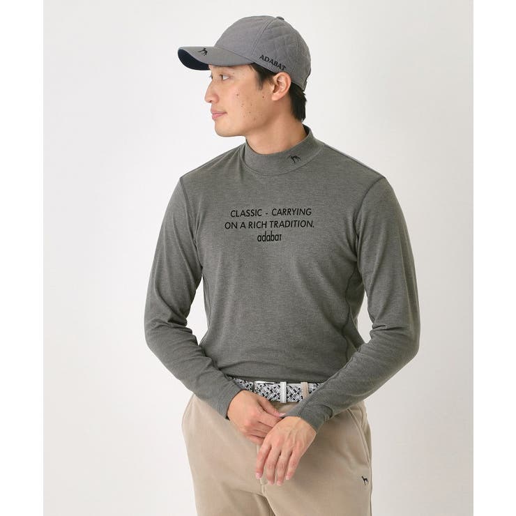 チャコールグレー(013) | 【吸湿発熱】メッセージロゴモックネックロンT | adabatmen