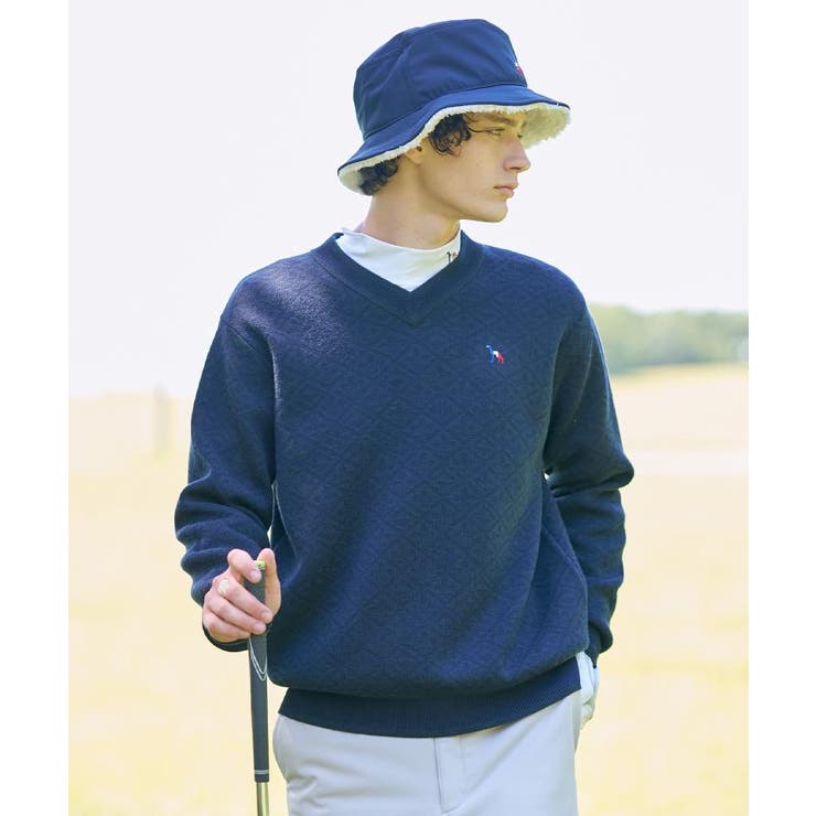 【新レーベル ADABAT NAVY】フルールドリスVネックニット | adabatmen | 詳細画像1 