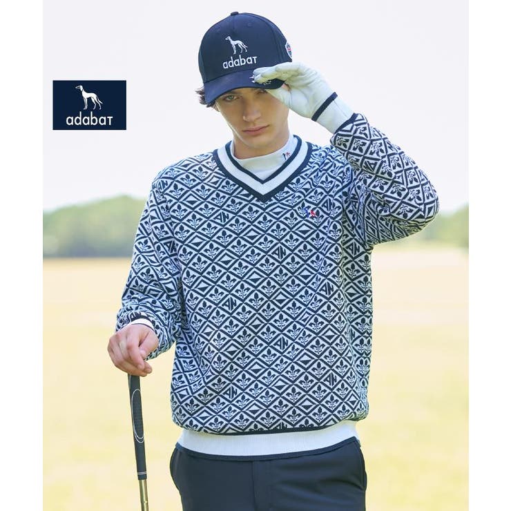 ホワイト(002) | 【新レーベル ADABAT NAVY】フルールドリスVネックニット | adabatmen