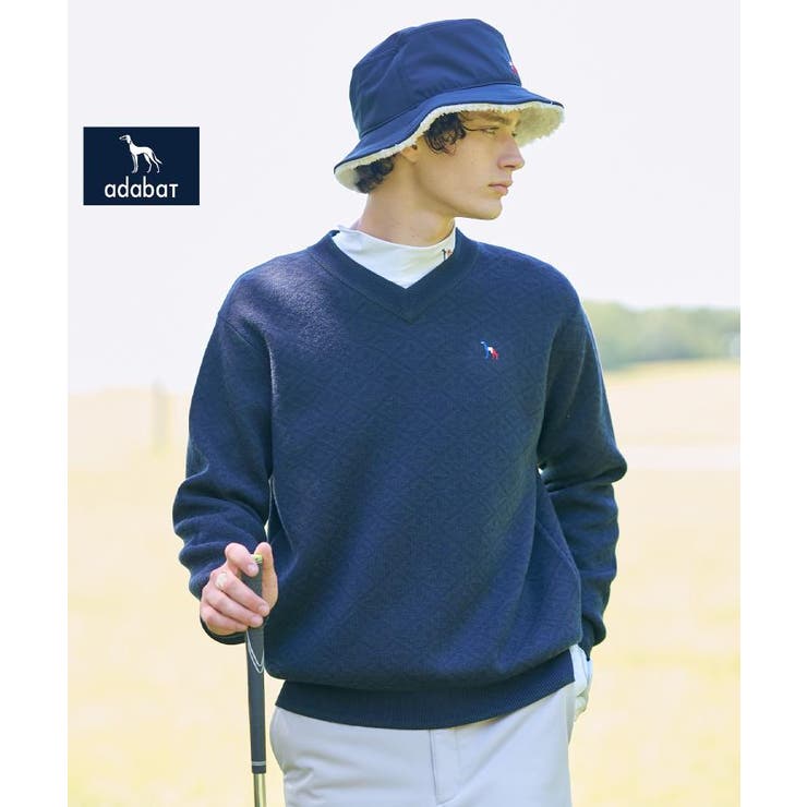 ブラック(019) | 【新レーベル ADABAT NAVY】フルールドリスVネックニット | adabatmen