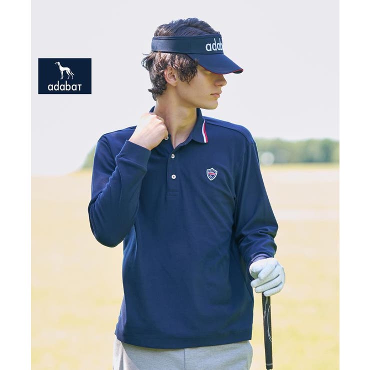 ネイビー(094) | 【新レーベル ADABAT NAVY】起毛ストレッチ長袖ポロシャツ | adabatmen