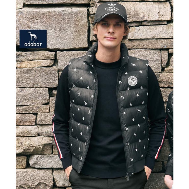 ブラック(019) | 【新レーベル ADABAT NAVY】エンブロイダリーモノグラム中綿ベスト | adabatmen