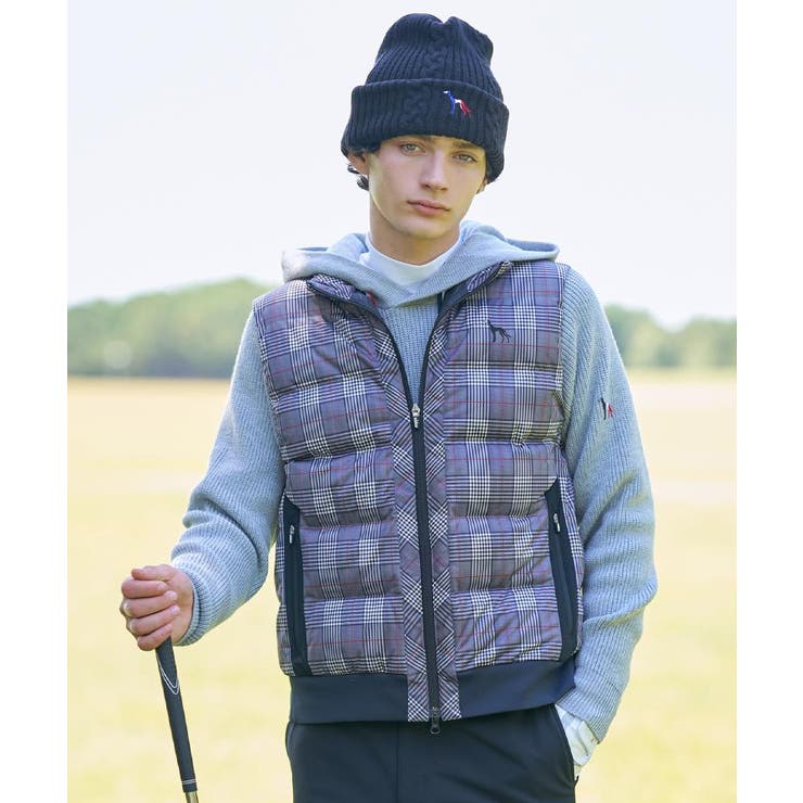 【新レーベル ADABAT NAVY】撥水グレンチェック中綿ベスト | adabatmen | 詳細画像1 
