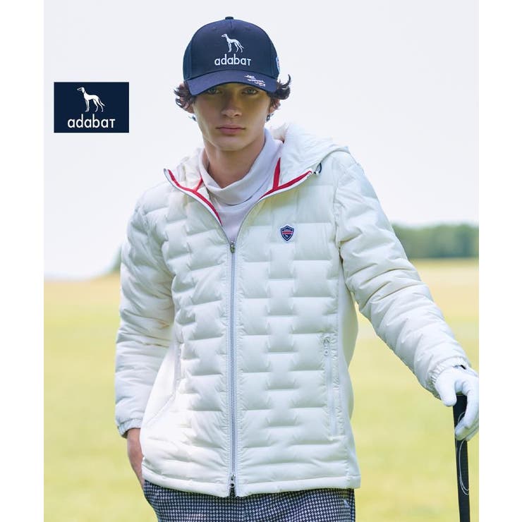 ホワイト(001) | 【新レーベル ADABAT NAVY】フードロゴストレッチダウンジャケット | adabatmen