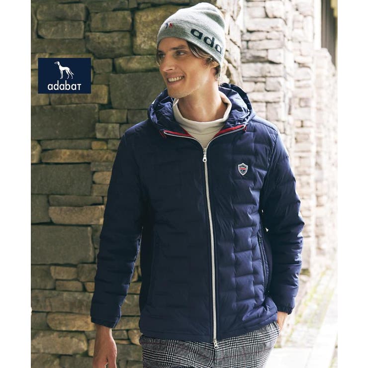 ネイビー(094) | 【新レーベル ADABAT NAVY】フードロゴストレッチダウンジャケット | adabatmen
