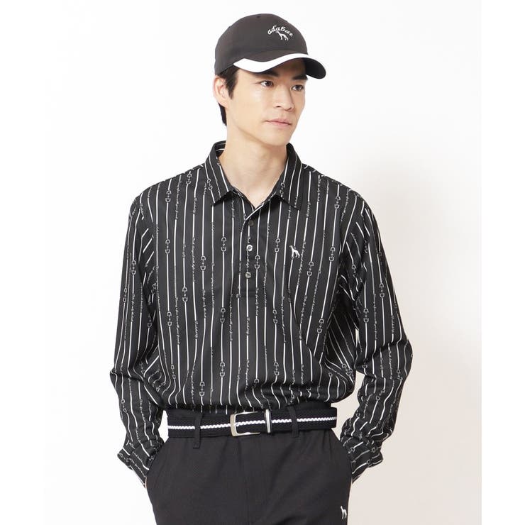 ブラック(119) | 【吸水速乾】ビットストライプ長袖ポロシャツ | adabatmen