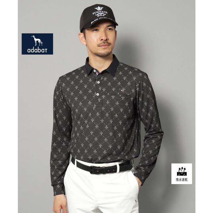 ブラック(119) | 【新レーベル ADABAT NAVY】吸水速乾 フルールドリス長袖ポロシャツ | adabatmen