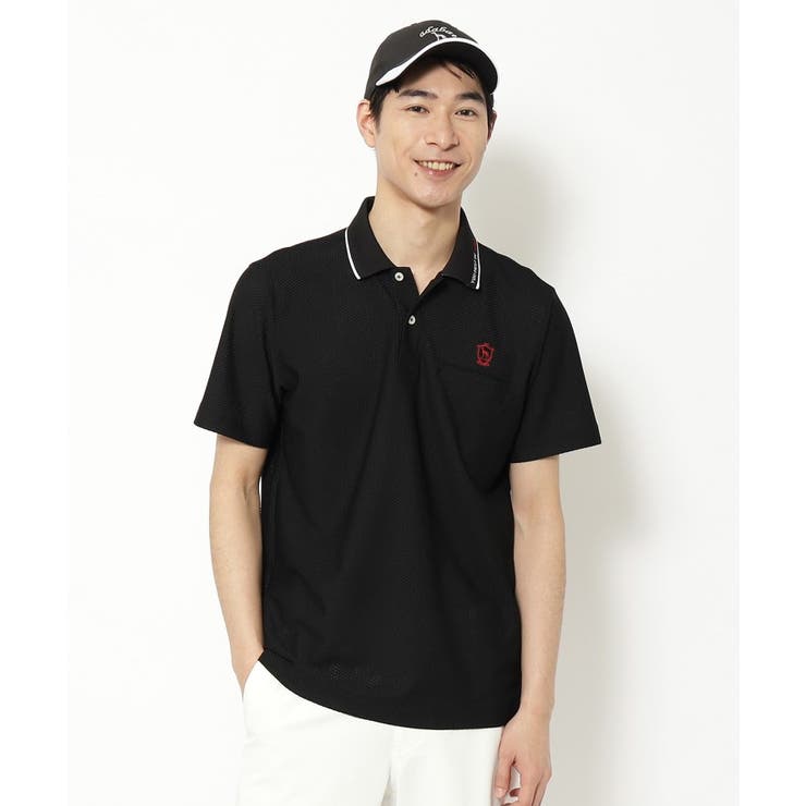 ブラック(019) | ドライワッフルポロシャツ | adabatmen