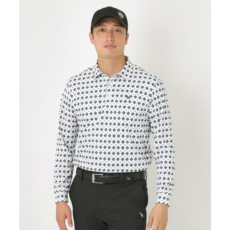 【UVカット・吸水速乾】アスコットプリント長袖ポロシャツ | adabatmen | 詳細画像1 