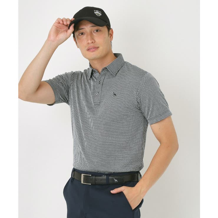 ブラック(219) | 【吸水速乾】千鳥ジャカードポロシャツ | adabatmen