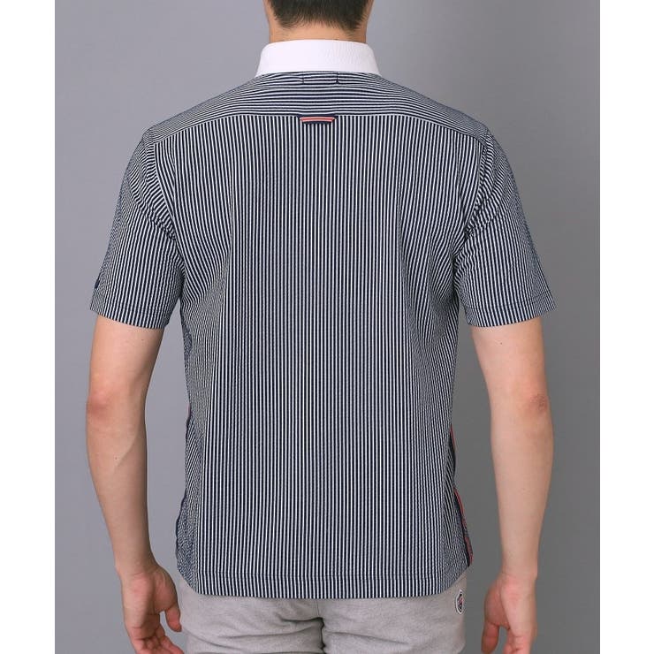 【新レーベル ADABAT NAVY】吸水速乾 サッカーストライプポロシャツ | adabatmen | 詳細画像15 