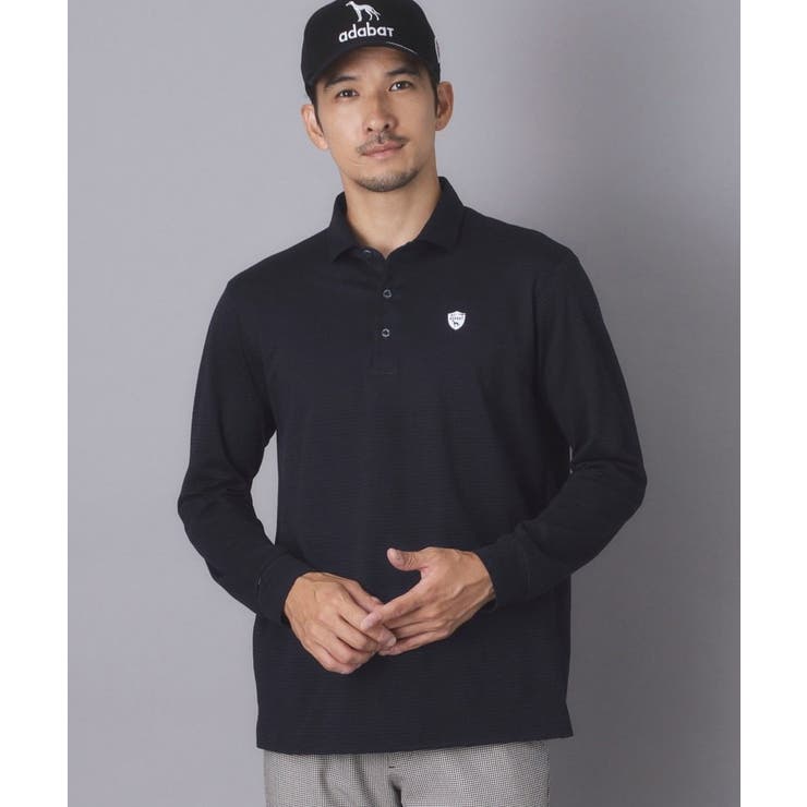 【ADABAT NAVY】トゥースチェックジャカード長袖ポロシャツ | adabatmen | 詳細画像7 