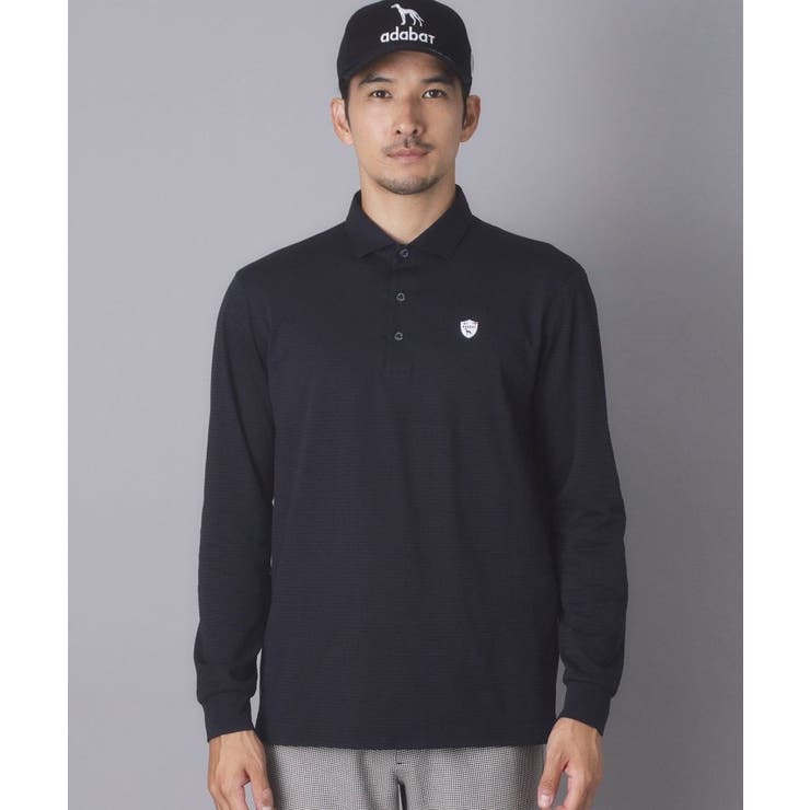 【ADABAT NAVY】トゥースチェックジャカード長袖ポロシャツ | adabatmen | 詳細画像11 