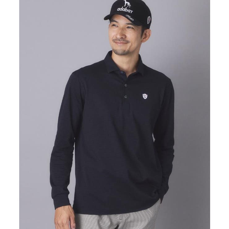 【ADABAT NAVY】トゥースチェックジャカード長袖ポロシャツ | adabatmen | 詳細画像6 