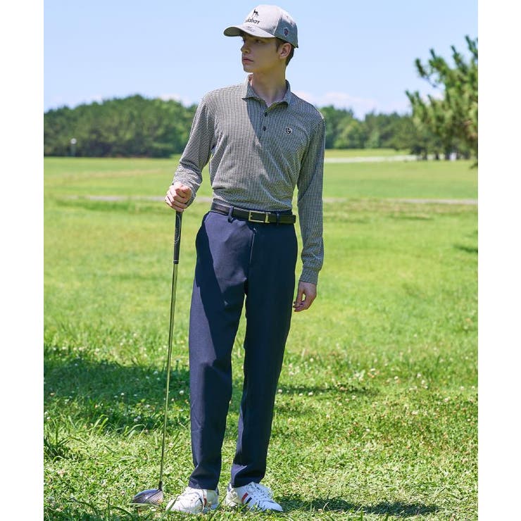 【ADABAT NAVY】トゥースチェックジャカード長袖ポロシャツ | adabatmen | 詳細画像5 