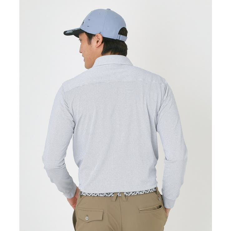吸水速乾シャンブレーストライプ長袖ポロシャツ | adabatmen | 詳細画像9 