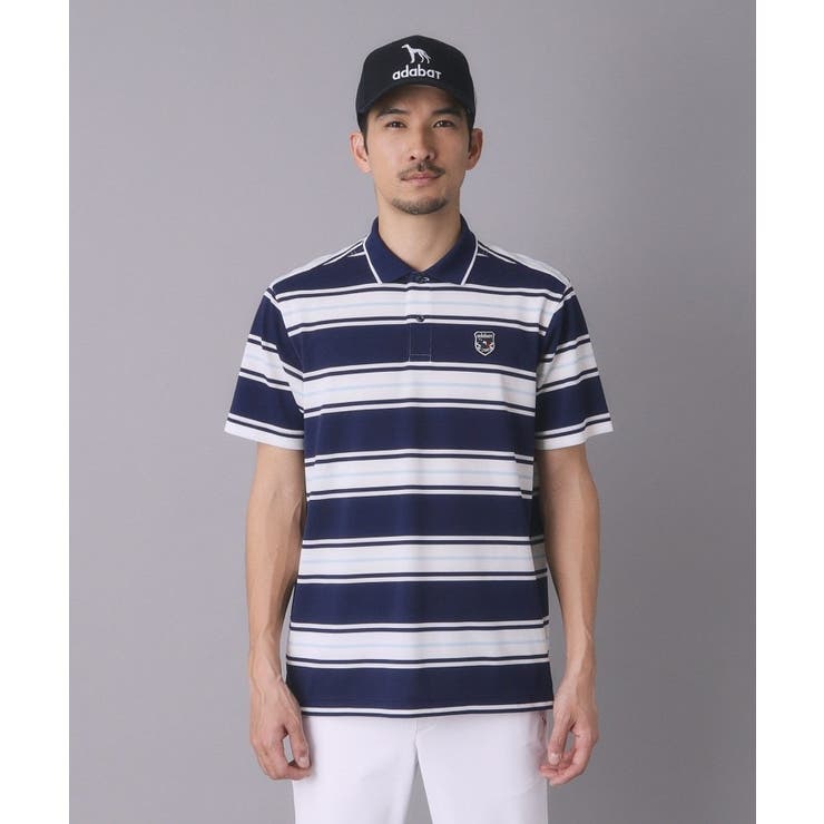【ADABAT NAVY】UVカット ランダムボーダー半袖ポロシャツ | adabatmen | 詳細画像4 