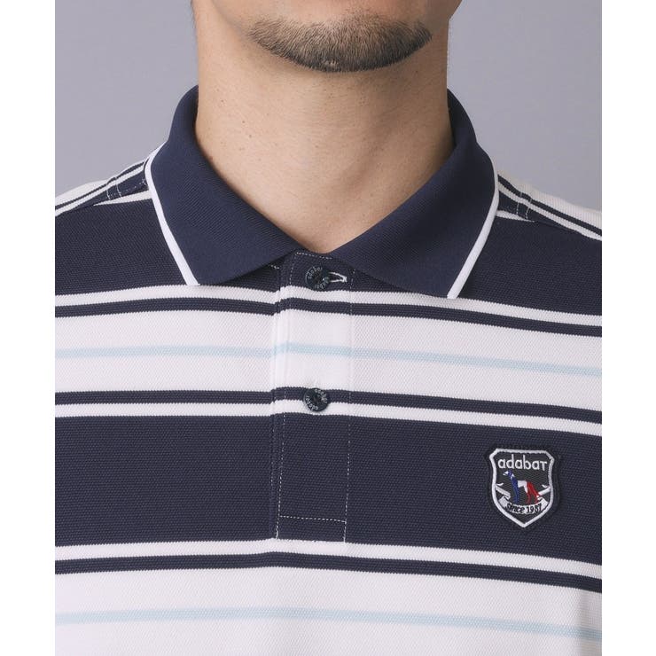 【ADABAT NAVY】UVカット ランダムボーダー半袖ポロシャツ | adabatmen | 詳細画像7 