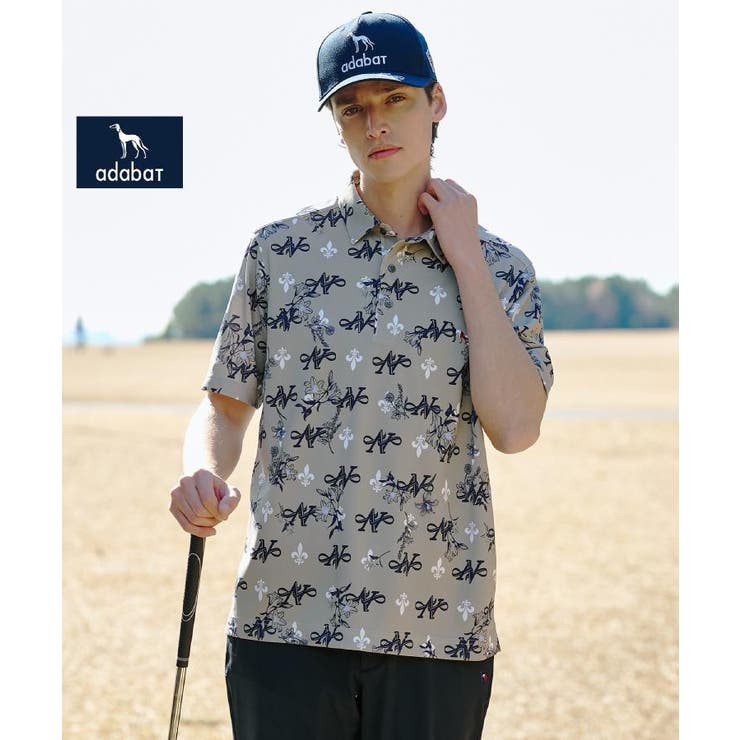 ベージュ(152) | 【ADABAT NAVY】シャダンロゴモノグラム半袖ポロシャツ | adabatmen