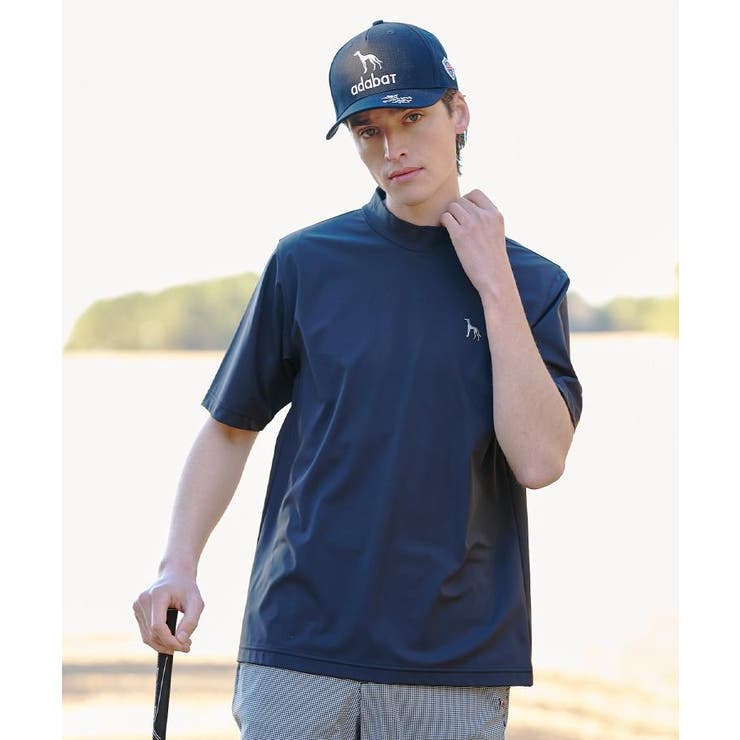 【ADABAT NAVY】ナイロン混ストレッチ半袖モックT | adabatmen | 詳細画像1 