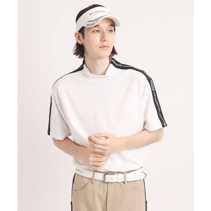【未使用】adabat モックネック半袖シャツ ゴルフウェア メンズ  ホワイト