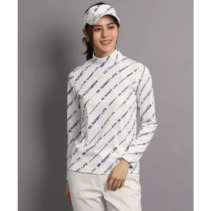 日本製】ロゴデザイン 長袖モックネックプルオーバー[品番